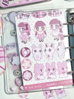 Pink-Brown girl-sticker sheet .5