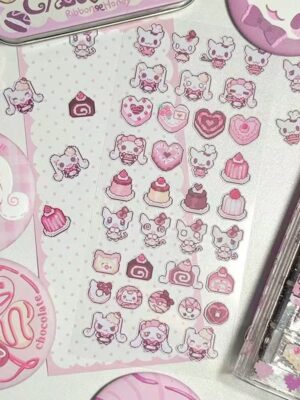 pink cat-rabbit-sticker sheet .5